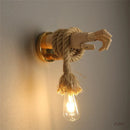 GobekUsa Hand Shape Wall Light Industrial Loft Hemp Rope E27 Wall Lamp