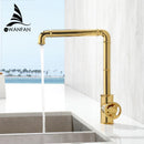 GobekUsa Gold Brass Retro Industrial Style Bathroom Faucet Hot Cold Mixer Tap