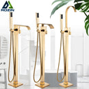 GobekUsa Golden Bathtub Shower Faucet Floor Mounted Waterfall Mixer Tap