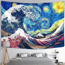 GobekUsa Kanagawa Waves Oil Painting Tapestry Wall Hanging, Bohemian Style Psychedelic Hippie Art