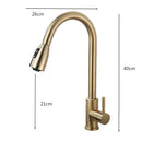 GobekUsa Brushed Gold Kitchen Faucet Single Handle Pull Out Swivel Mixer Tap