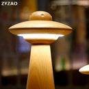 GobekUsa Kids UFO Wood LED Table Lamp: Modern, Dimmable, Cartoon Design, Ideal for Children's Bedroom