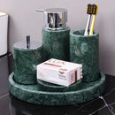 GobekUsa Dark Green Marble Bathroom Set - Nordic Light Luxury Tray Toothbrush Holder Soap Dispenser Kit
