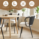 Dining Chairs Set of 4 with Teddy Upholstery & Fleece Cushion — Ergonomic Armchairs for Home, Office & Hotel