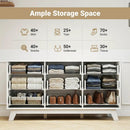 9-Drawer Solid Oak Dresser with Fluted Fronts & Gold Handles by EnvelorHome