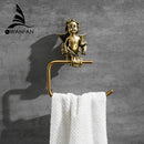 GobekUsa Gold Brass Angel Towel Ring Wall Rack for Bathroom - MB-0786B
