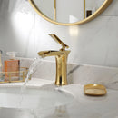 GobekUsa Gold Waterfall Bathroom Basin Faucet Mixer Tap Hot Cold White Sink