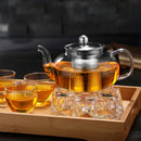 GobekUsa Glass Teapot Set with Stainless Steel Strainer - Heat Resistant Pot for Tea and Coffee
