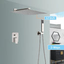 GobekUsa Brushed Nickel Rainfall Shower Faucet Set with Tub Spout - 16" Head