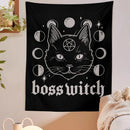 GobekUsa Cat Witchcraft Black Tapestry Wall Hanging Baphomet Occult Home Decor