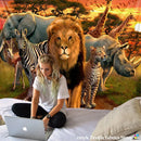 GobekUsa Lion Tapestry African Grassland Animals Cartoon Wall Hanging Blanket