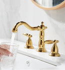 GobekUsa Gold Brass Widespread Bathroom Faucet - Antique Sink Faucets 3 Hole