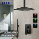 GobekUsa Black Bathroom Shower Faucet Set with Ceiling Mount LED Shower Head Mixer Tap