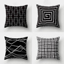 GobekUsa Geometric Star Print Pillow Cover for Home Decor - Black & White Square Texture
