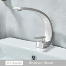 GobekUsa Brushed Gold Basin Faucet, Deck Mounted Wash Basin Mixer for Bathroom