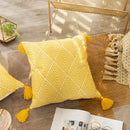 GobekUsa Geometric Embroidery Canvas Cotton Cushion Cover for Sofa Bed in Yellow