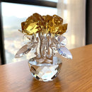 GobekUsa Crystal Rose Flower Dreams Glass Paperweight Bouquet Sculpture