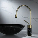 GobekUsa Gold Brass Marble Basin Faucet Hot Cold Sink Mixer Tap