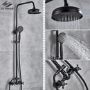 GobekUsa Black Bronze Shower Faucet Set with 8" Rain Shower Head & Hand Shower