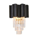 GobekUsa Gold Black Crystal Wall Sconce, Modern K9 Crystal Drops Shade Wall Lamp