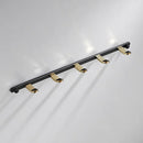 GobekUsa Brass 5-Hook Robe Rack in Black Gold for Wall Mount Towel & Clothes Storage