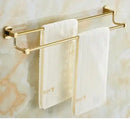 GobekUsa Gold Brass Bath Hardware Set: Towel Rack, Paper Holder, Toilet Brush Holder, Towel Ranger, Hooks