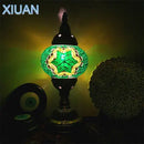 GobekUsa Colorful Mosaic Table Lamp, Handmade Stained Glass Lampshade