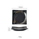 GobekUsa Black Ceramic Sushi Plate and Rice Bowl Set