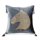 GobekUsa Gold Rhinestone Square Pillow Case with Tassels Luxury Accent Decorative Cover