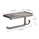 GobekUsa Black Toilet Paper Holder with Phone Rack: Wall-Mounted Aluminum Bathroom Storage