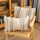 GobekUsa Bohemian Cotton Cushion Cover 30x50cm/45x45cm Beige for Home Decor Sofa Bed