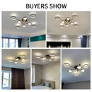 GobekUsa Gold Frame LED Chandelier: Modern Lighting for Living Room, Bedroom - Indoor Fixture & Lustres