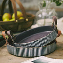GobekUsa Handmade Porcelain Bowl with Leather Handle - Round Sallow Salad Plate