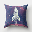 GobekUsa Cartoon Planet Astronaut Moon Rocket Pillow Case 45x45cm Square Cushion Cover