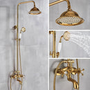 GobekUsa Gold Brass Shower Faucet Set with Tub Spout and Dual Handles