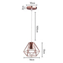 GobekUsa Industrial Iron Cage Pyramid Pendant Lamp for Kitchen Bedroom Living Room