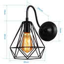 GobekUsa Black Cage Guard Wall Sconce LED Lamp Indoor Retro Lighting Fixture