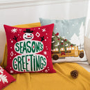 GobekUsa Christmas Embroidered Cushion Cover 45x45cm - Red Green Santa Snowflake Deer Snowman