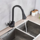 GobekUsa Black Kitchen Faucet Pull Out Mixer Square Single Handle Deck Mounted Tap