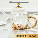 GobekUsa Daisy Enamel Crystal Glass Teapot Set for Hot and Cold Drinks