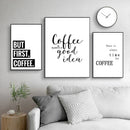 GobekUsa "Awakened Aromas" Canvas Print - Nordic Black & White Coffee Quotes