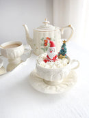 GobekUsa French Garden Cream Ceramic Tea Cup Saucer Set for Elegant Afternoon Tea