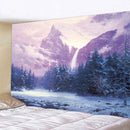 GobekUsa Christmas Snow Forest Oil Painting Tapestry - Home Bohemian Wall Decoration