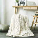 GobekUsa Khaki Beige Chunky Knit Wool Blanket