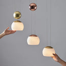 GobekUsa JOJO Modern LED Glass Pendant Lamp, Adjustable Height, Gold Nightstand Light