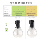 GobekUsa LED String Lights Retro Edison E27 Bulbs 2PCS G40 1W Warm White 2700K