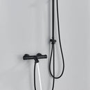 GobekUsa Black Thermostatic Shower Faucet Set Chrome Wall Mount Rainfall Mixer Tap