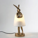 GobekUsa Bathing Rabbit Resin Table Lamp for Living Room and Bedroom Decor