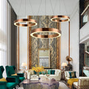 GobekUsa Gold Copper Pendant Lights Nordic LED Hanging Lamp Modern Circle Ring Suspension