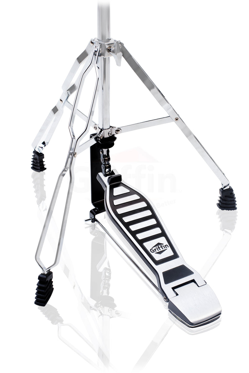 Hi-Hat Stand, Drummers Throne Seat & Snare Stand - 3 PACK Drum Hardware Set by GRIFFIN | Deluxe Chrome Slip-Proof Gear Holder Percussion Kit for Mounting Hihat Cymbals, and Snare Drums